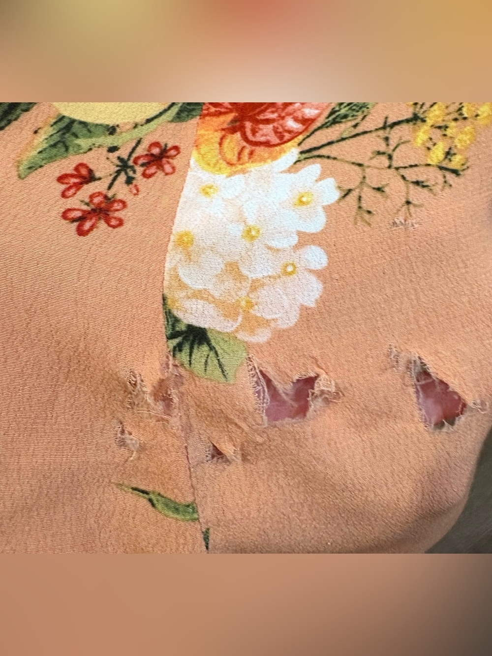 Farm Rio Maxi Dress Tropical Strappy V Neck Sz M Peach Color - For Repair *FLAW* - Picture 12 of 13